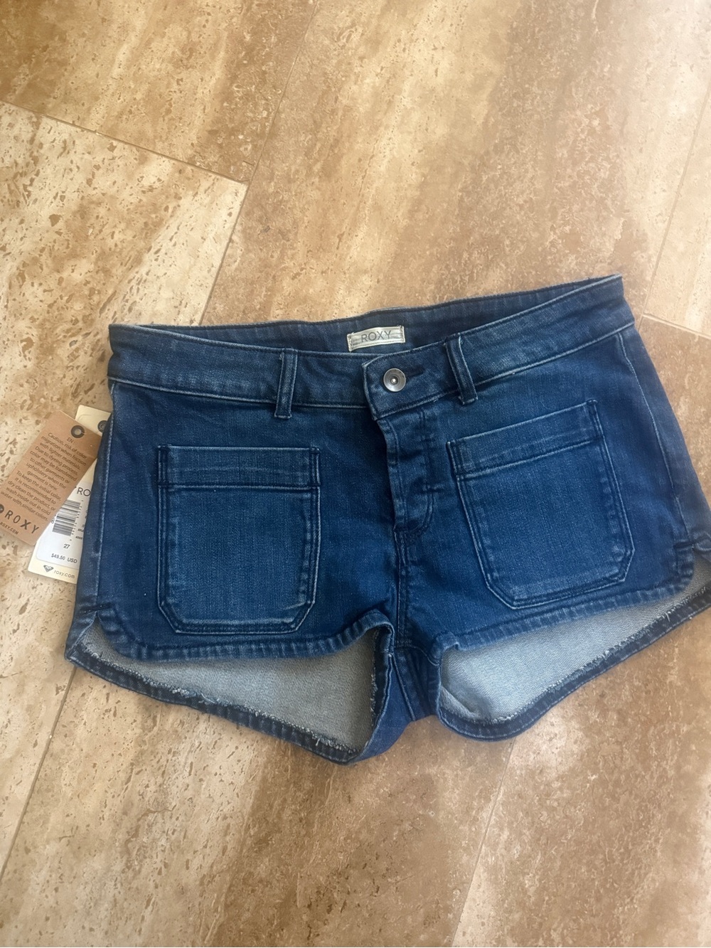 Roxy Indigo Blue Denim Cutoff Shorts - Picture 2 of 6